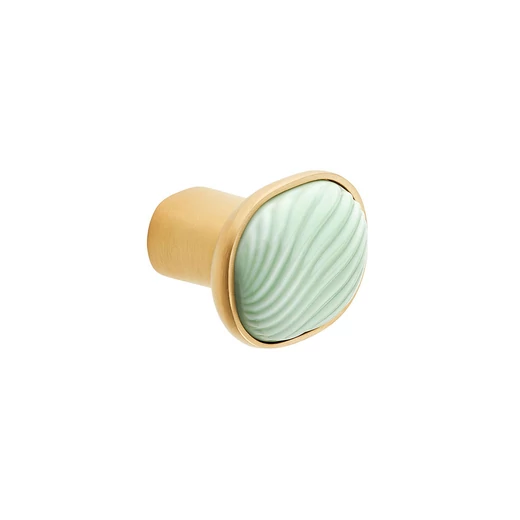 dnd Dune PVD szatén arany - menta porcelán bútorgomb DN70 PVD-SG+PSV