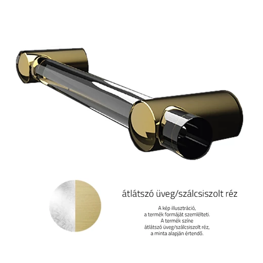 Glass Design Profili víztiszta üveg / szálcsiszolt réz 300 mm bútorfogantyú PF30T01F11