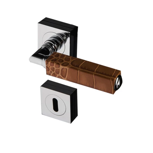 Glass Design CUBE Leather négyzetrozettás kilincsgarnitúra