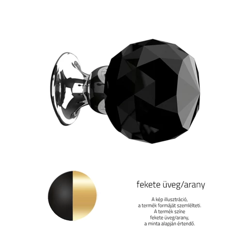 Glass design GEO fekete üveg / arany bútorfogantyú