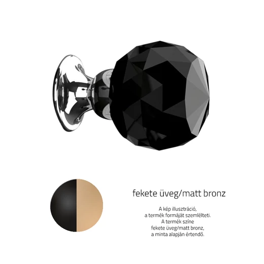 Glass design GEO fekete üveg / matt bronz bútorfogantyú