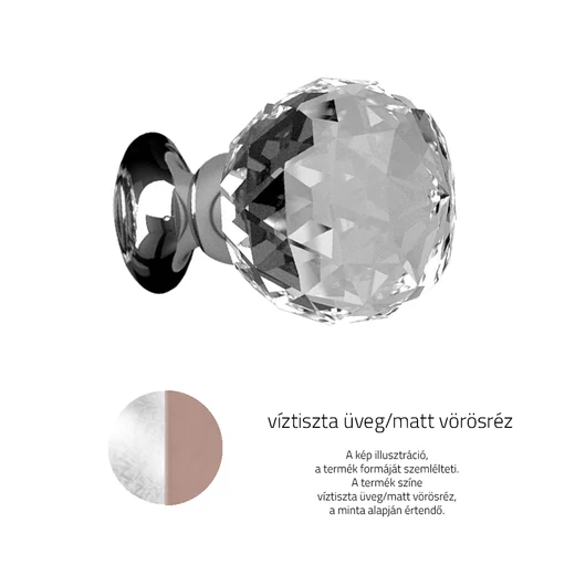 Glass design GEO víztiszta üveg / matt vörösréz bútorfogantyú