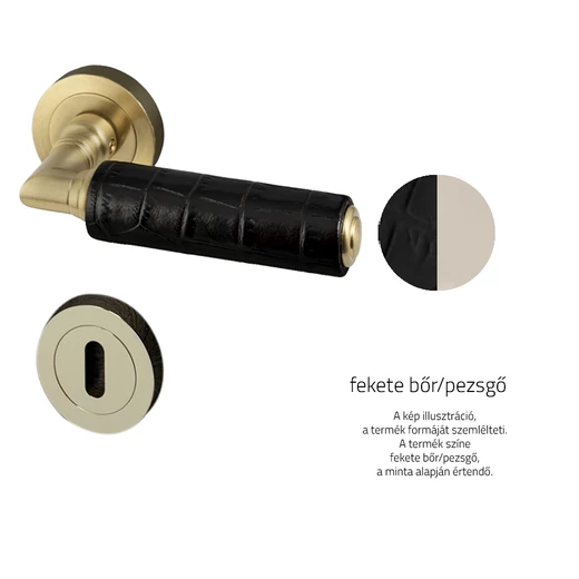 Glass Design KIKKA Leather fekete bőr / pezsgő körrozettás kilincsgarnitúra KIKKLBKF15OP2