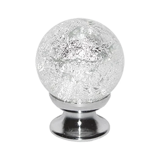 Glass Design MURANO ezüst szirmos üveg / fényes króm bútorfogantyú Ø 30 mm P905MARGF4DM30