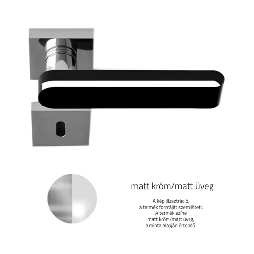 Glass Design ROUND Home matt üveg / matt króm négyzetrozettás kilincsgarnitúra ROUNDHTS01F8OP9