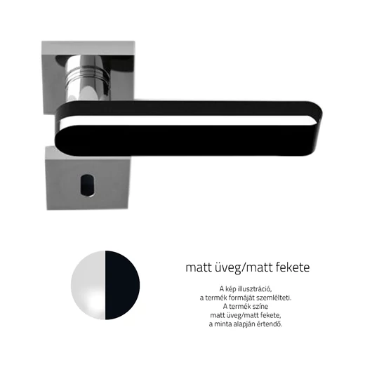 Glass Design ROUND Home matt üveg / matt fekete négyzetrozettás kilincsgarnitúra ROUNDHTS01F30OP9