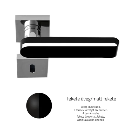 Glass Design ROUND Home fekete üveg / matt fekete négyzetrozettás kilincsgarnitúra ROUNDHT30F30OP9