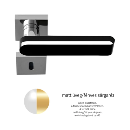 Glass Design ROUND Home matt üveg / fényes sárgaréz négyzetrozettás kilincsgarnitúra ROUNDHTS01F1OP9