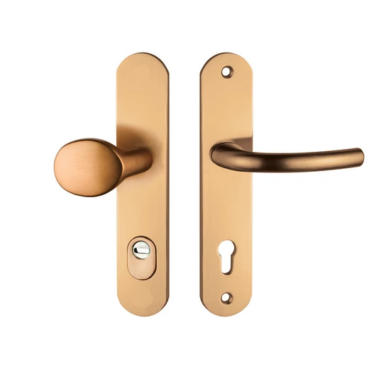 Maestro Arno alu F4 biztonsági bejárati ajtó gomb-kilincsgarnitúra cilindervédős