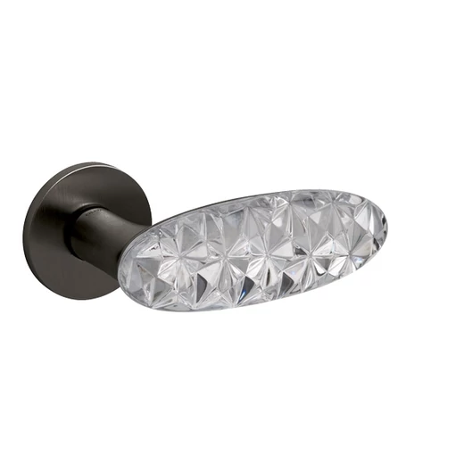 Olivari Crystal Diamond szuperantracit - üveg körrozettás kilincsgarnitúra