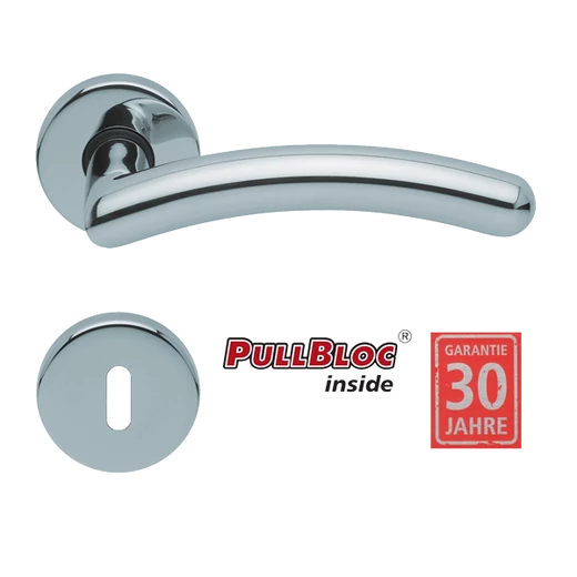 Scoop 1084 Prima PB polírozott inox körrozettás kilincsgarnitúra