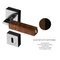 Glass Design CUBE Leather karamell bőr / matt fekete négyzetrozettás kilincsgarnitúra CUBELCRF30OP9