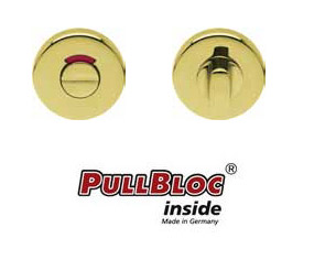 Scoop PullBloc WC visszajelzős (piros-zöld) alsó körrozetta pár PVD réz