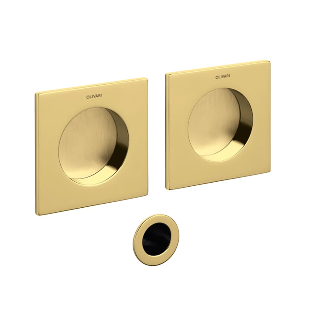 Olivari Giotto Q fényes  szuperarany - szatén szuperarany szögletes blind húzókagyló pár 65 mm D129