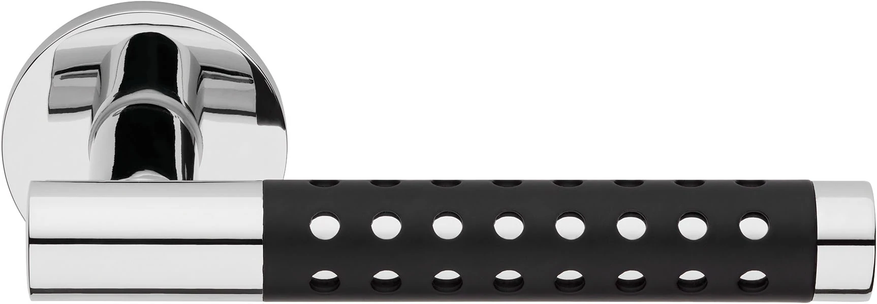 Linea Cali Cavity fényes króm - fekete körrozettás kilincsgarnitúra 1726 RB 025 CE