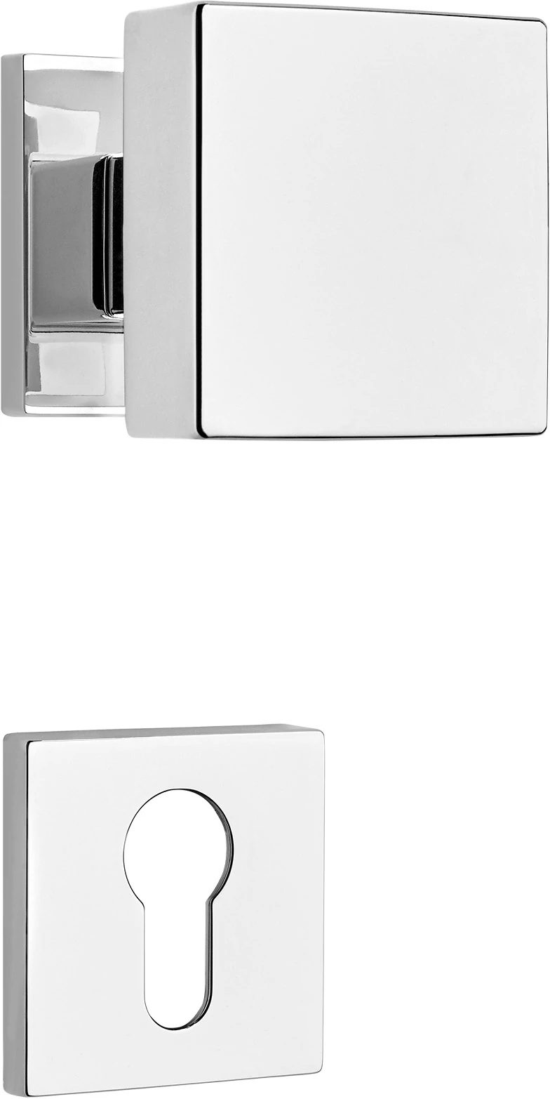 Linea Cali Corner Zincral fényes króm gomb kilincsgarnitúra lapos négyzetrozettával 505 PG 024 CR