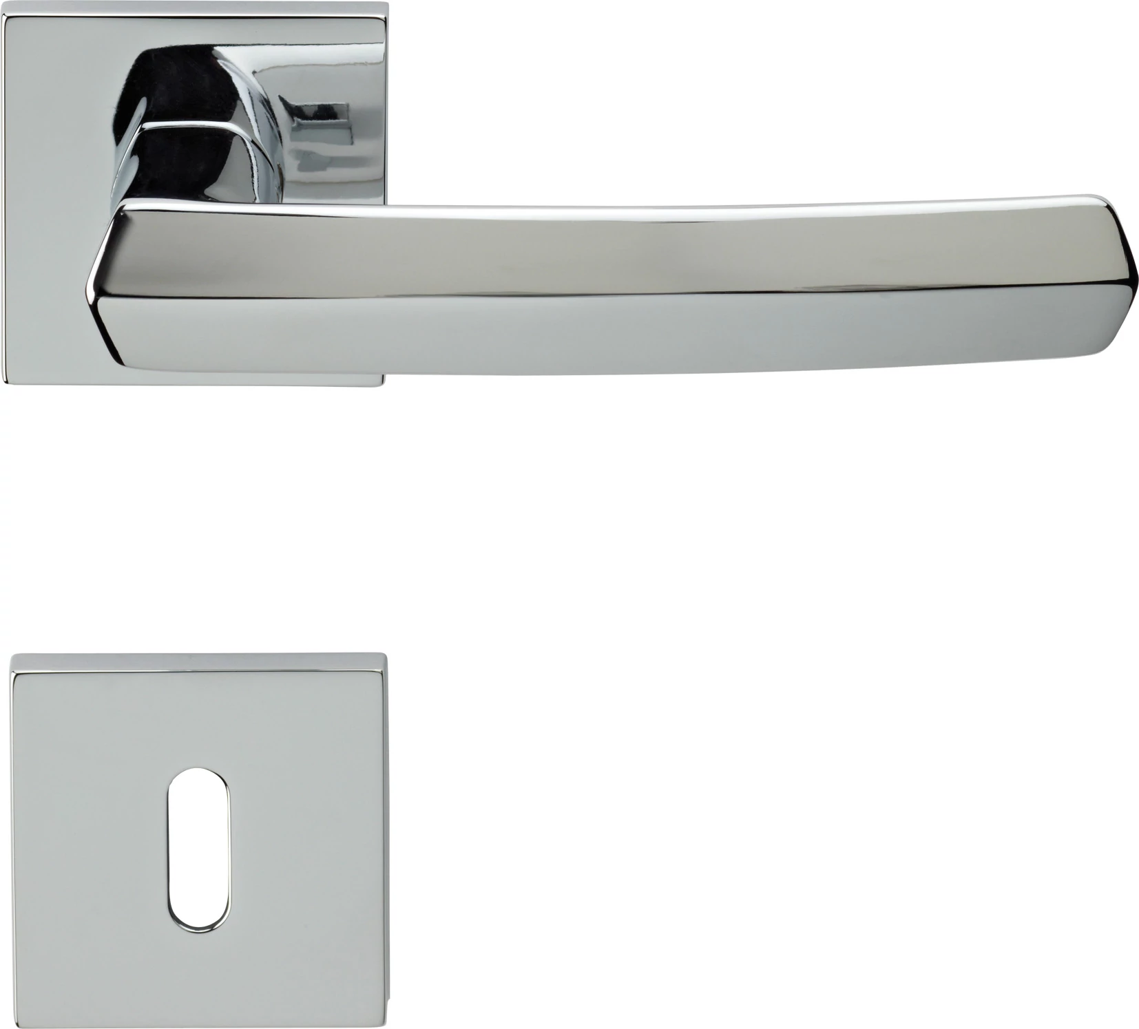 Linea Cali Dafne fényes króm lapos négyzetrozettás kilincsgarnitúra 509 RB 019 CR