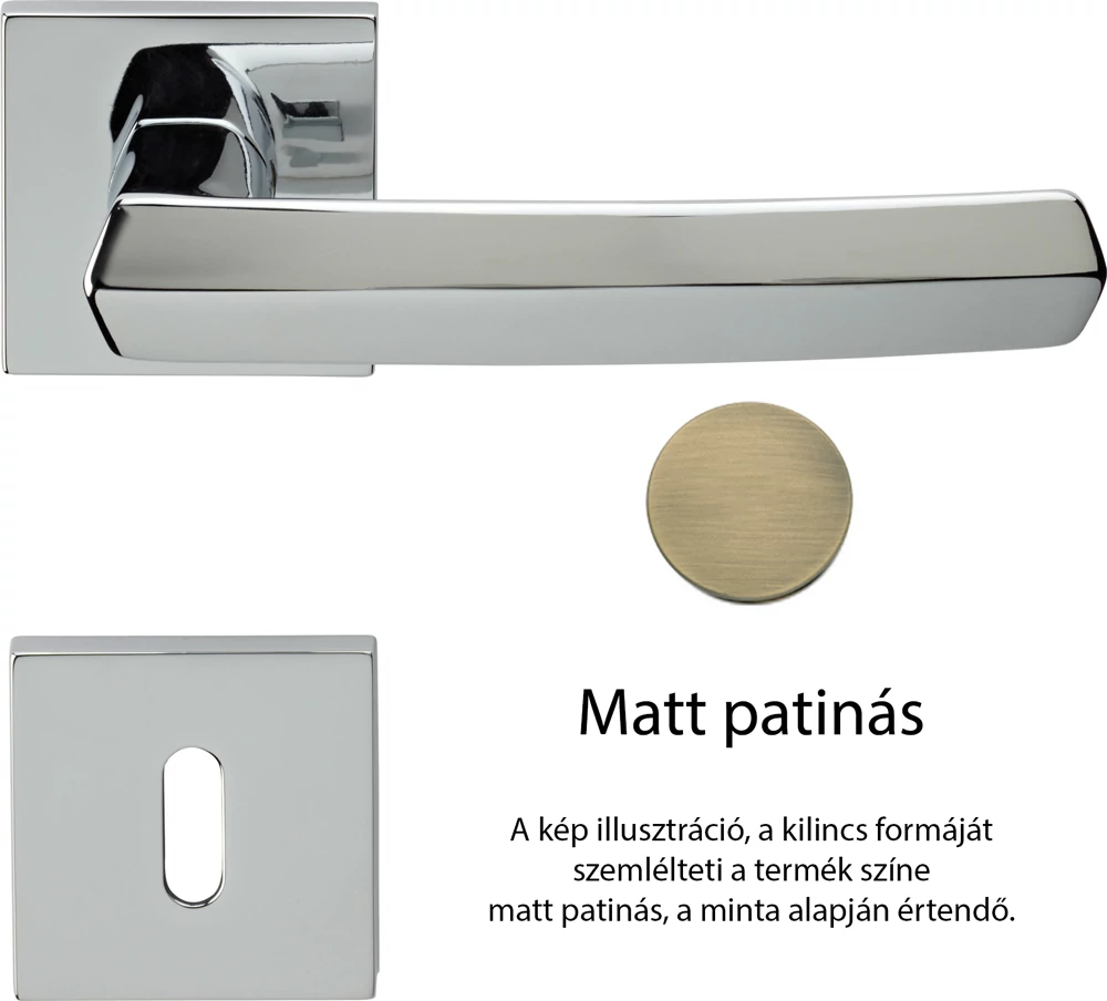 Linea Cali Dafne matt patinás lapos négyzetrozettás kilincsgarnitúra 509 RB 019 PM