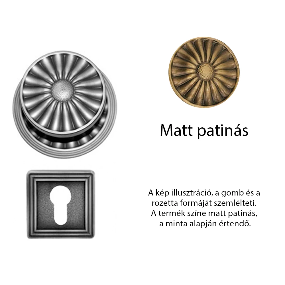 Linea Cali Daisy matt patinás fix gomb garnitúra négyzetrozettával 1070 PN 114
