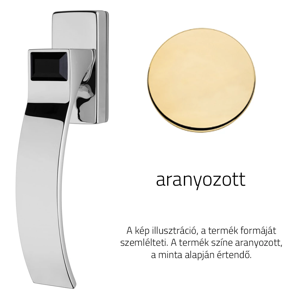 Linea Cali Elios Crystal aranyozott ablakfélkilincs jet black kristállyal 1343 DK OZ