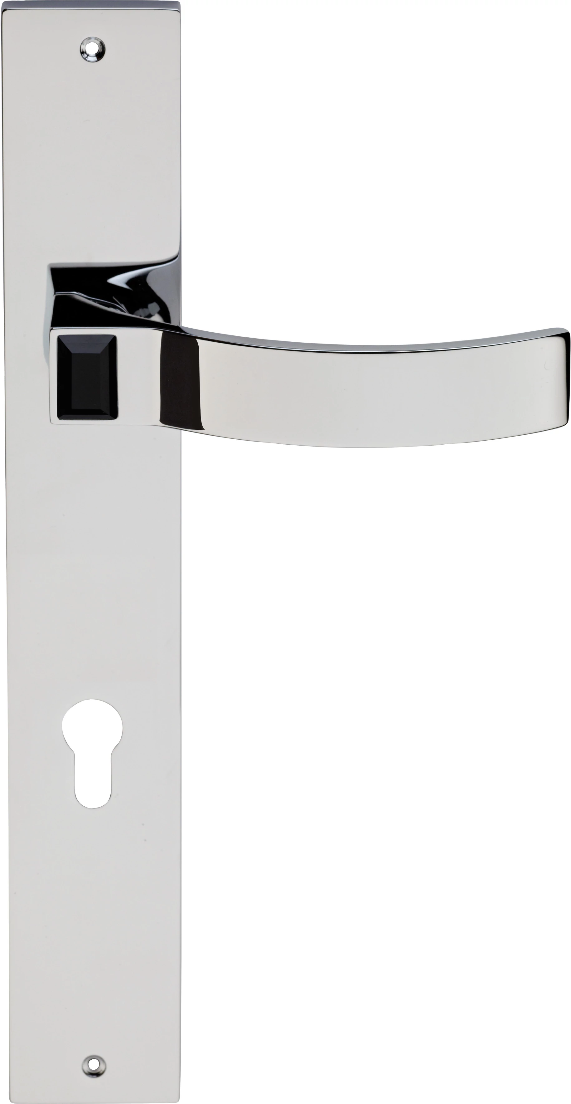 Linea Cali Elios Crystal fényes króm hosszúcímes kilincsgarnitúra jet black kristállyal 1343 PL CR