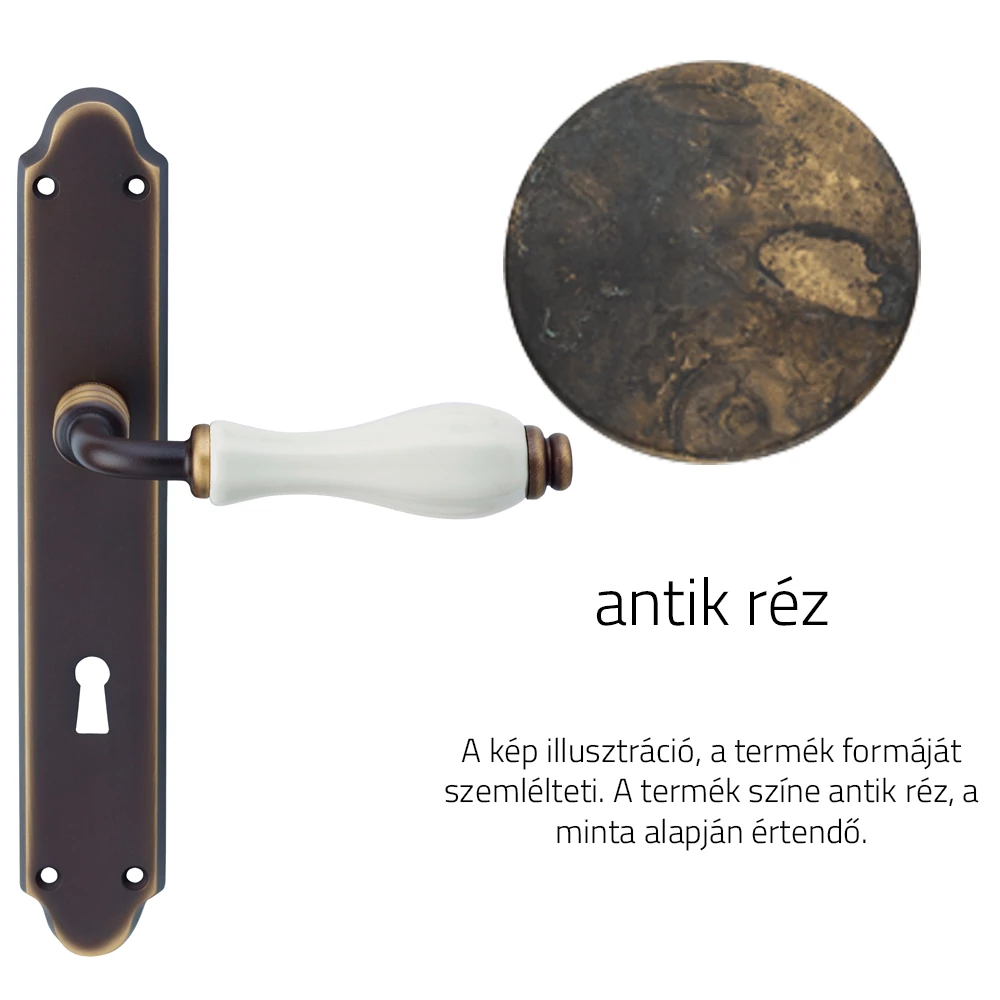 Linea Cali Erica antik réz / fehér porcelán kilincsgarnitúra hosszúcímen 1295 PL AN