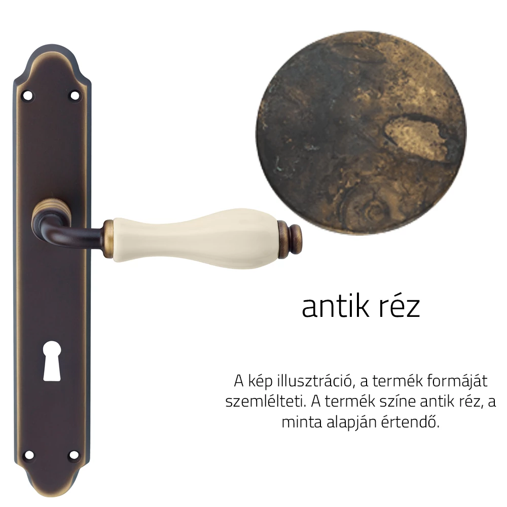Linea Cali Erica antik réz / elefántcsont színű porcelán kilincsgarnitúra hosszúcímen 1296 PL AN