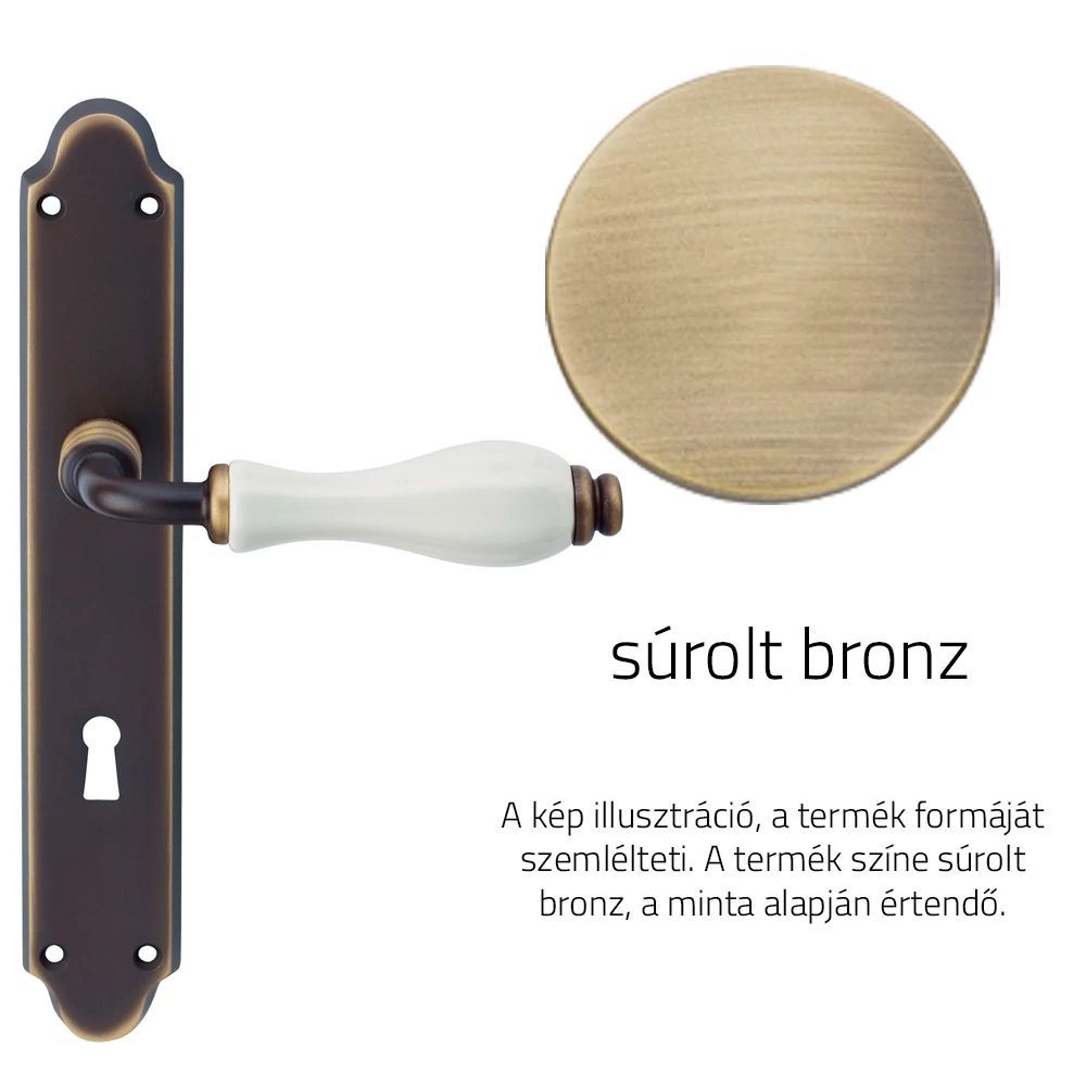 Linea Cali Erica súrolt bronz / fehér porcelán kilincsgarnitúra hosszúcímen 1295 PL OG