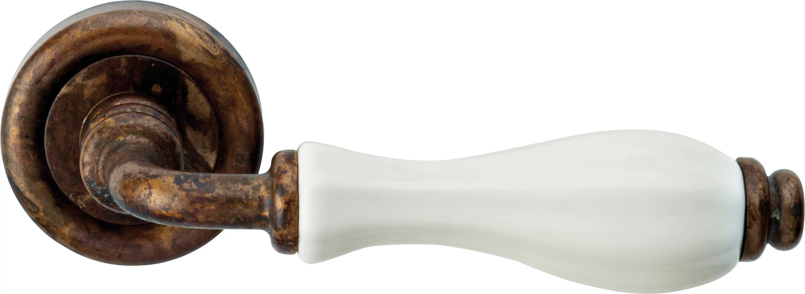 Linea Cali Erica antik réz / fehér porcelán körrozettás kilincsgarnitúra 1295 RB 103 AN