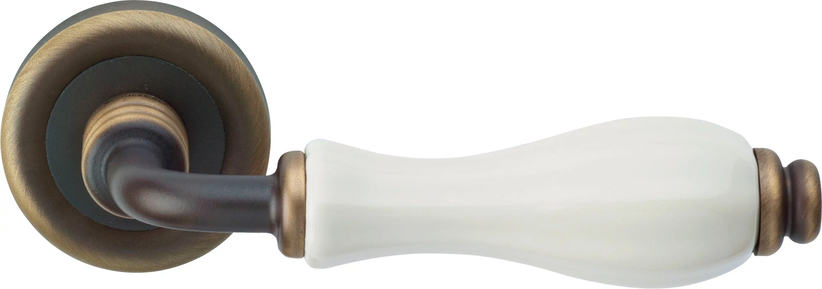 Linea Cali Erica matt bronz / fehér porcelán körrozettás kilincsgarnitúra 1295 RB 103 BM
