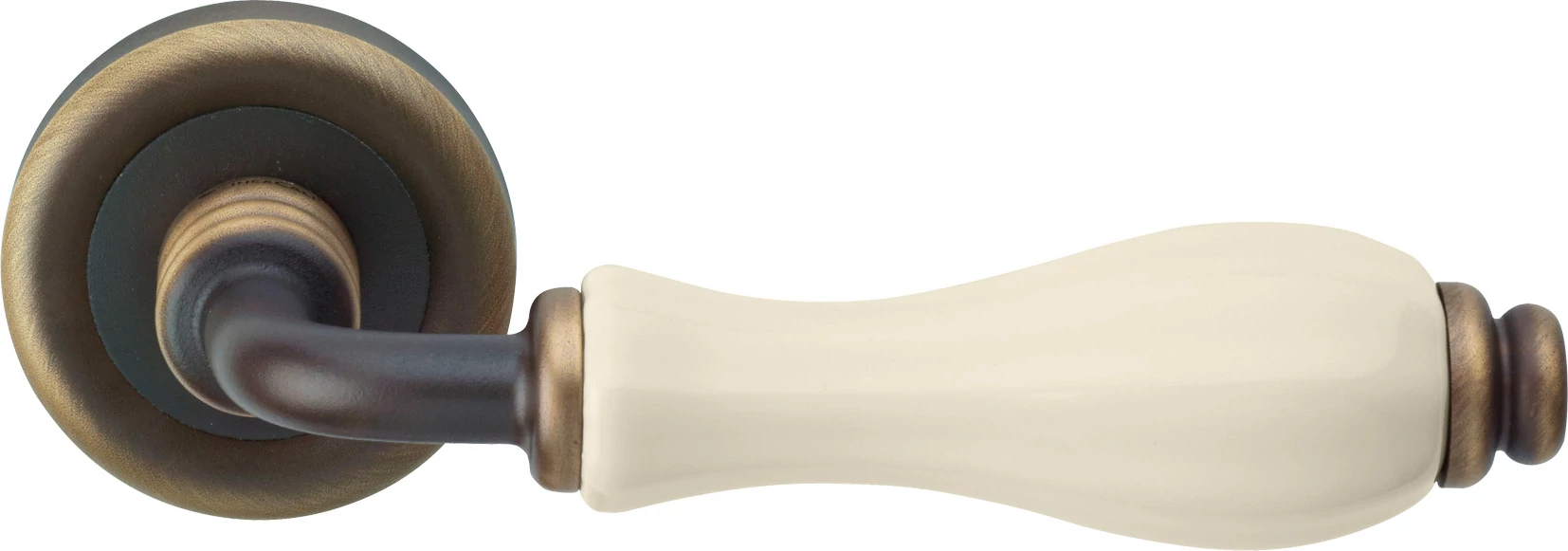 Linea Cali Erica matt bronz / elefántcsont színű porcelán körrozettás kilincsgarnitúra 1296 RB 103 BM