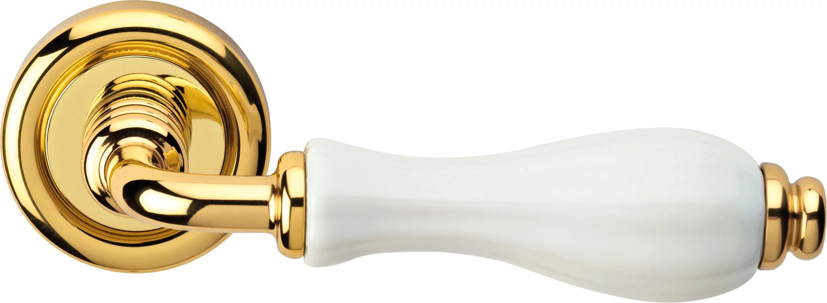 Linea Cali Erica fényes réz / fehér porcelán körrozettás kilincsgarnitúra 1295 RB 103 OL