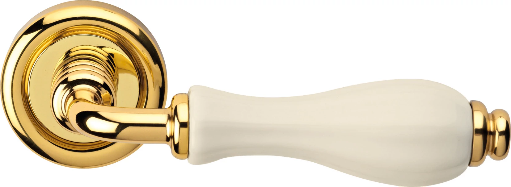 Linea Cali Erica fényes réz / elefántcsont színű porcelán körrozettás kilincsgarnitúra 1296 RB 103 OL