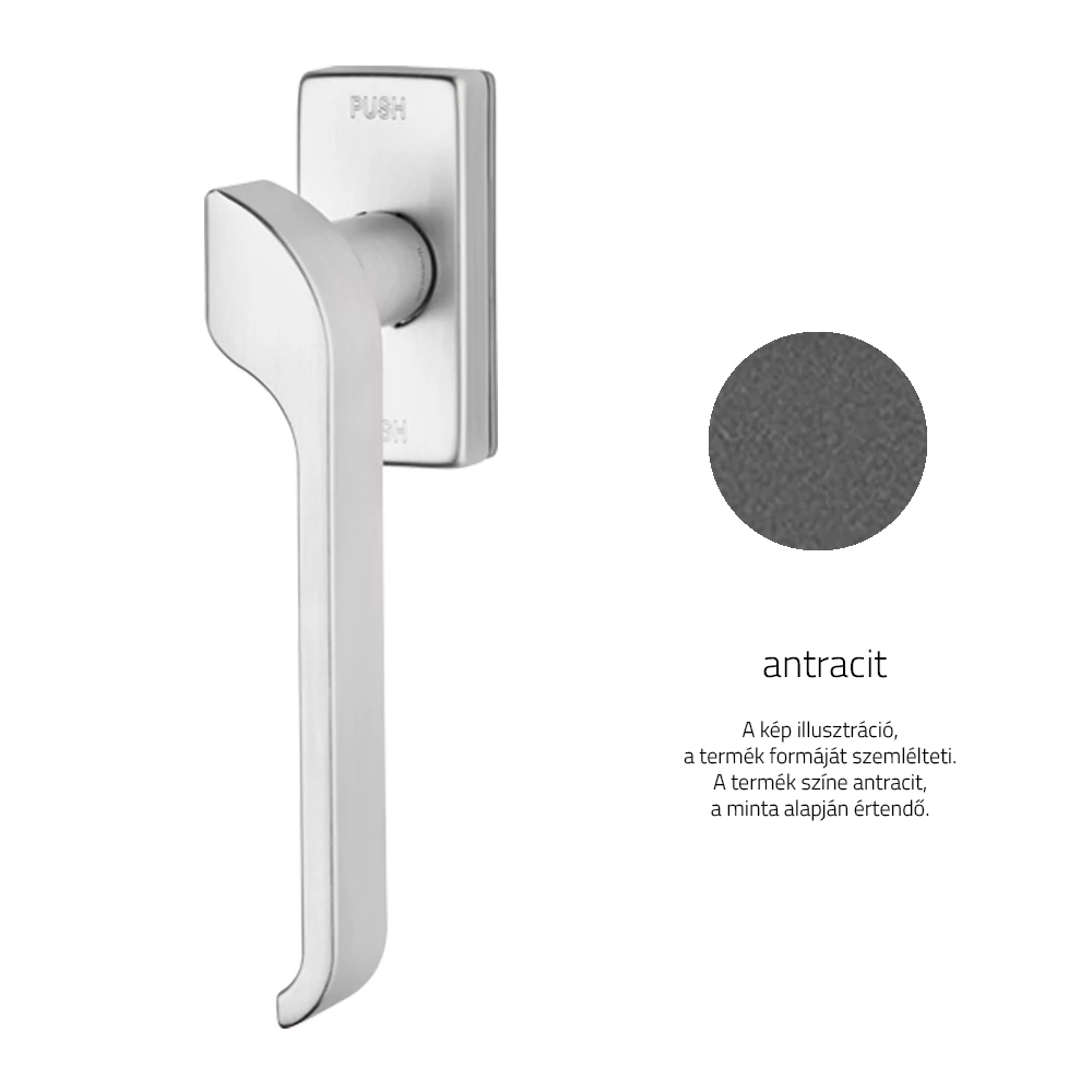 Linea Cali Turbo Zincral antracit téglalaprozettás ablakfélkilincs Smart Block rendszerrel 470 SK R AS