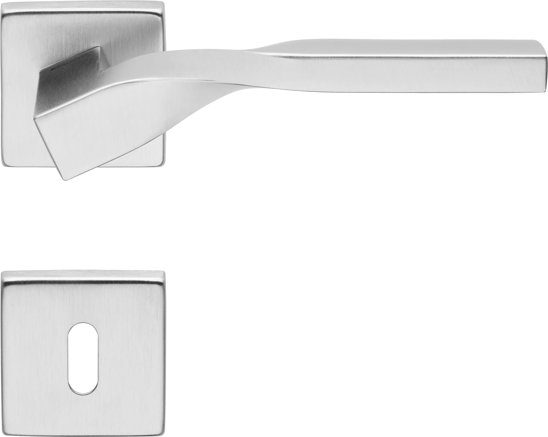 Linea Cali Twist Zincral matt króm lapos négyzetrozettás kilincsgarnitúra 489 RB 024 CS