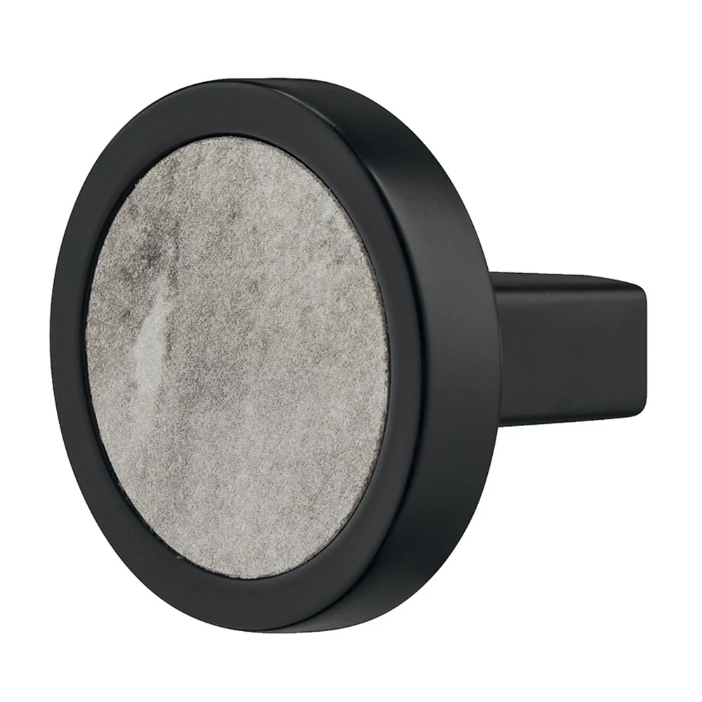 Häfele H2175, 29,5 mm matt fekete / fehér márvány bútorgomb 106.70.180