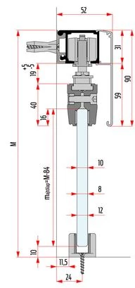VETRO 40 FLUID 80kg - 1 ajtós szett (2.o csillapítóval / min. 740) - 10 mm üveglap - 2 m