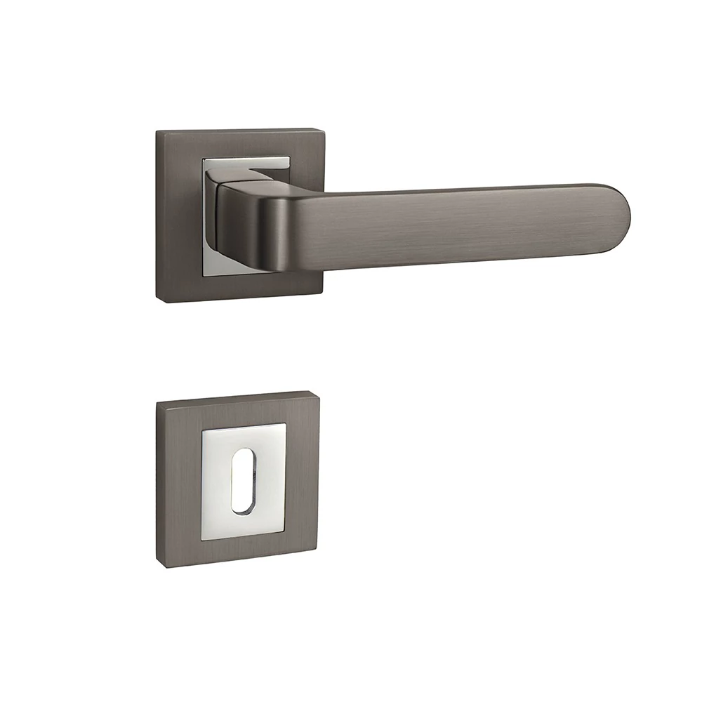 Pascal Biskit grafit/fényes króm négyzetrozettás kilincsgarnitúra HR