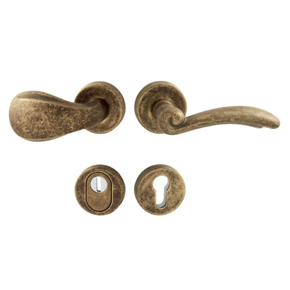 Pascal Lyon PLUS Firenze antik bronz körrozettás gomb(eltolt)-kilincsgarnitúra R M