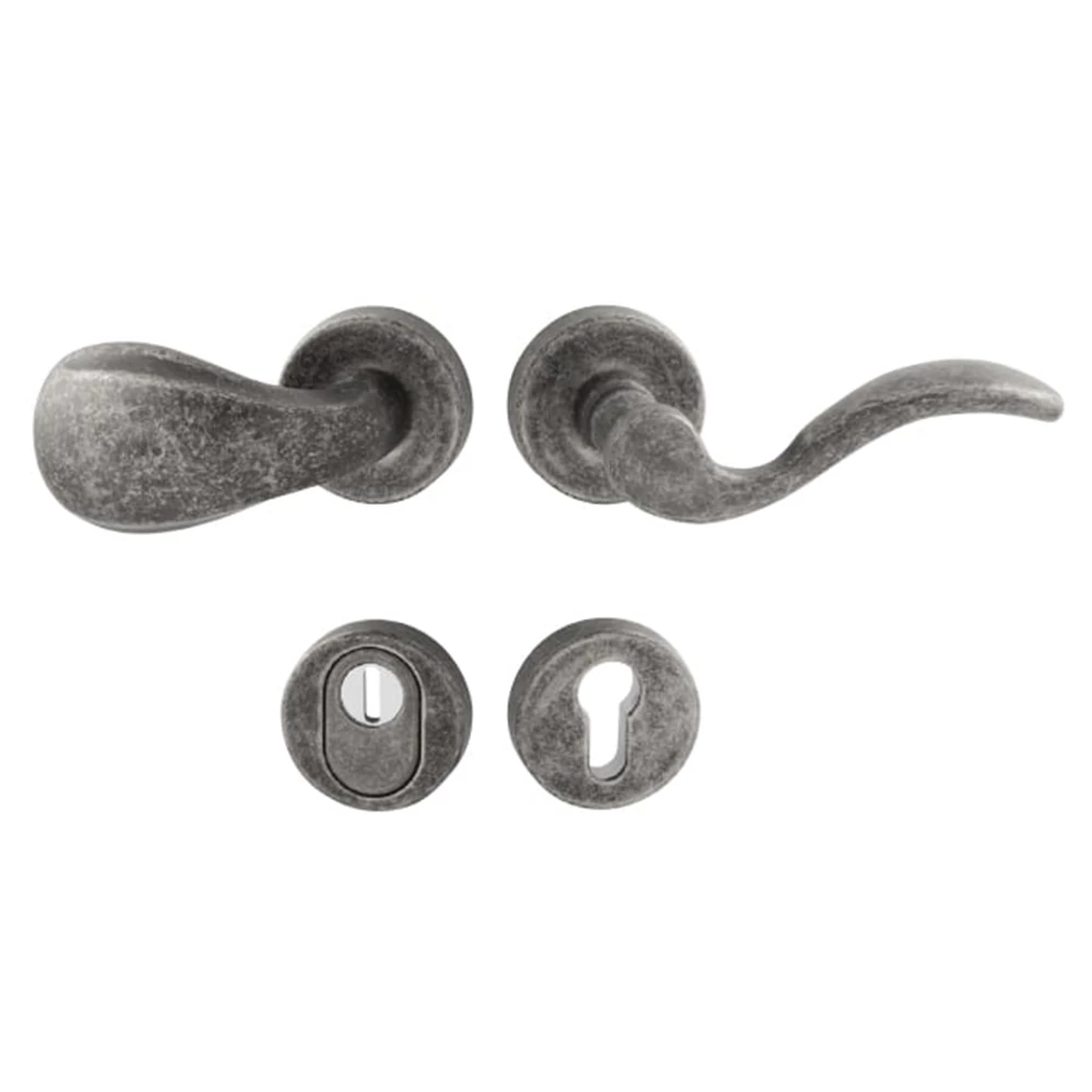 Pascal Lyon PLUS Paperino antik szürke körrozettás gomb(eltolt)-kilincsgarnitúra R M