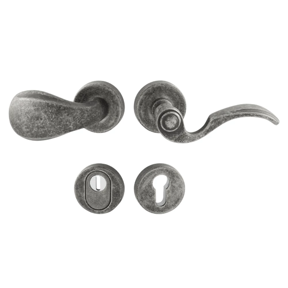 Pascal Lyon PLUS Rama antik szürke körrozettás gomb(eltolt)-kilincsgarnitúra R M