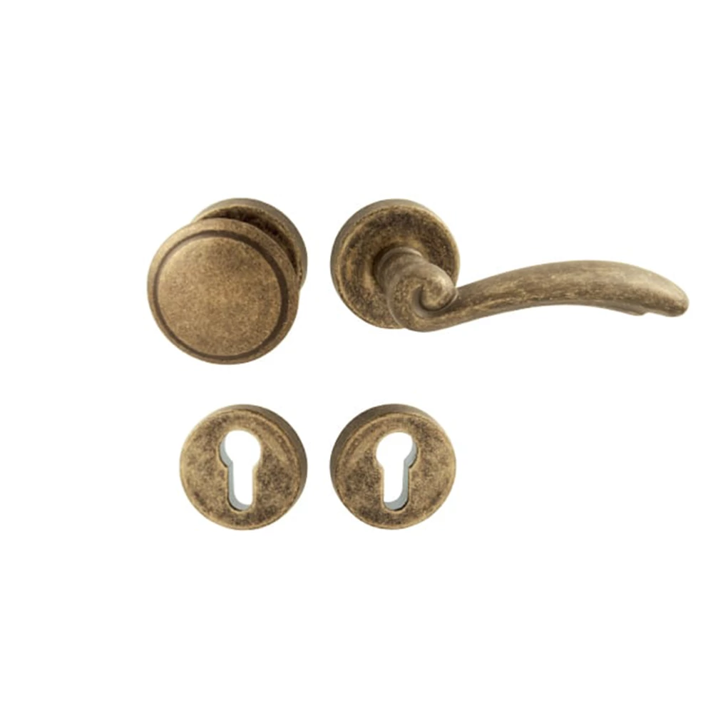 Pascal Lyon Firenze antik bronz körrozettás gomb(kör)-kilincsgarnitúra R G