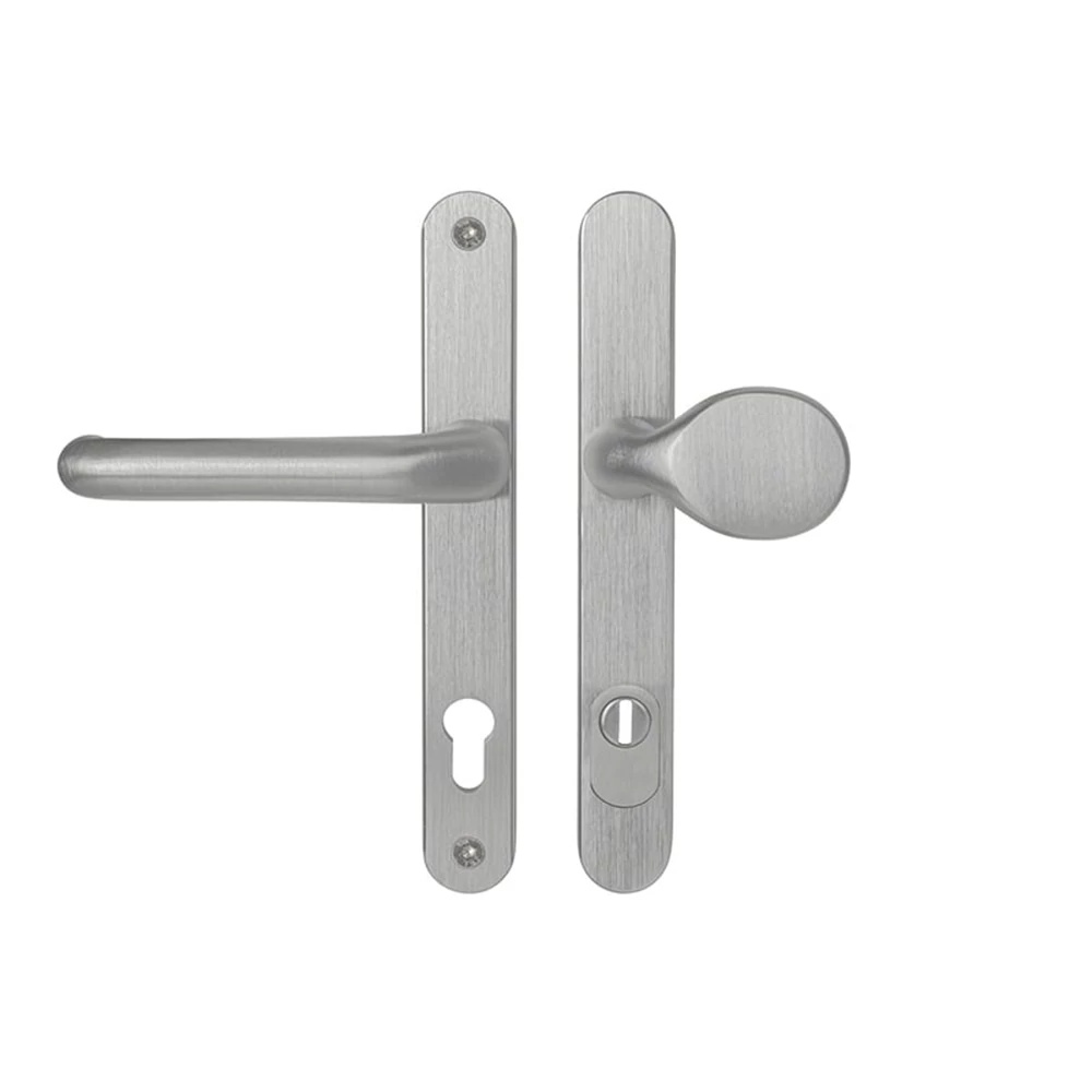 Pascal Securo A04 Plus matt rozsdamentes acél hosszúcímes biztonsági bejárati gomb-kilincsgarnitúra SOU M1