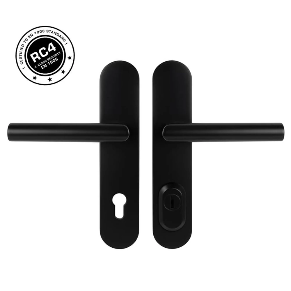 Pascal Securo S01 Plus matt fekete hosszúcímes biztonsági bejárati kilincsgarnitúra SO