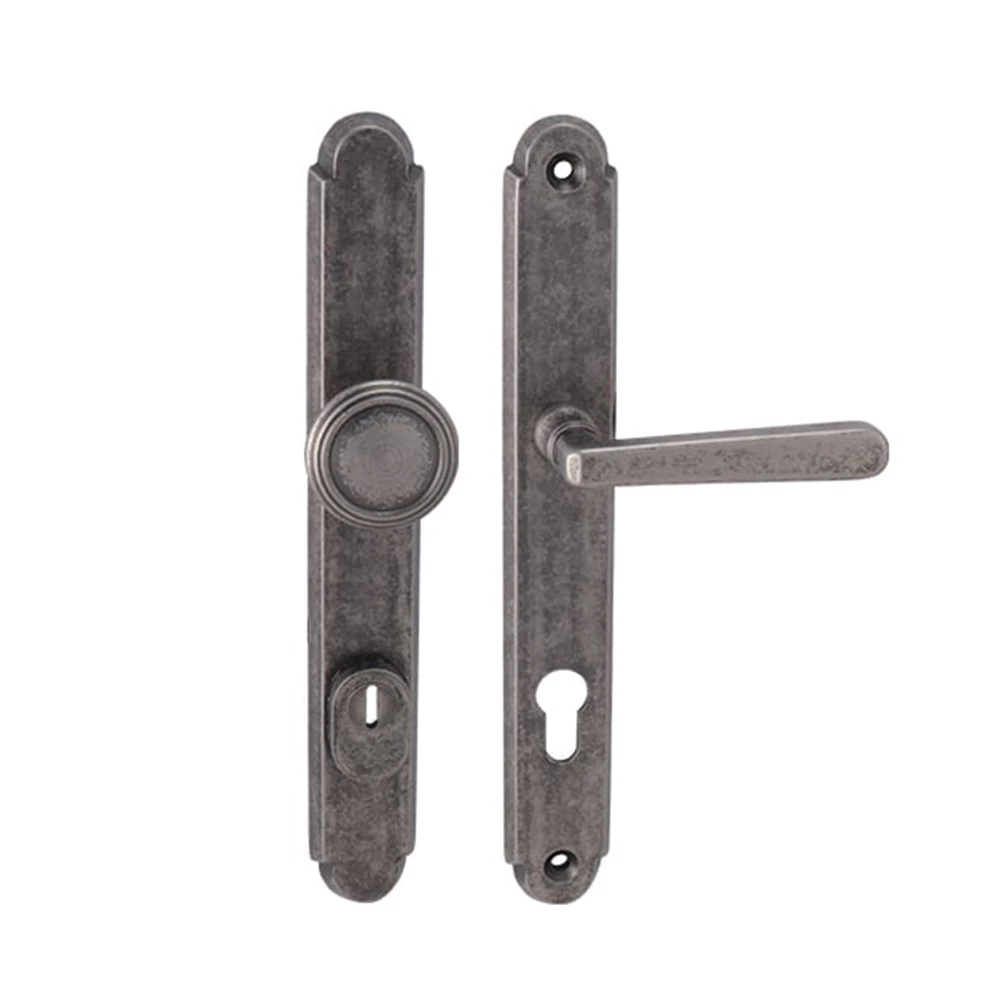 Pascal Wien cilindervédős antik szürke rusztikus hosszúcímes gomb-kilincs garnitúra SO