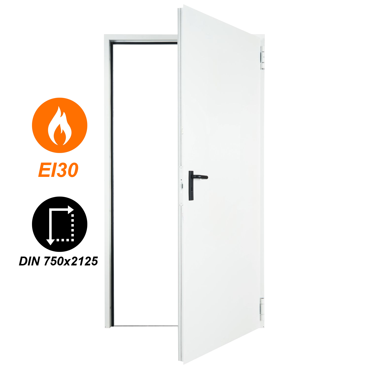 Domoferm EI30 acél tűzgátló ajtó DIN 750x2125 (univerzális nyitásirány)