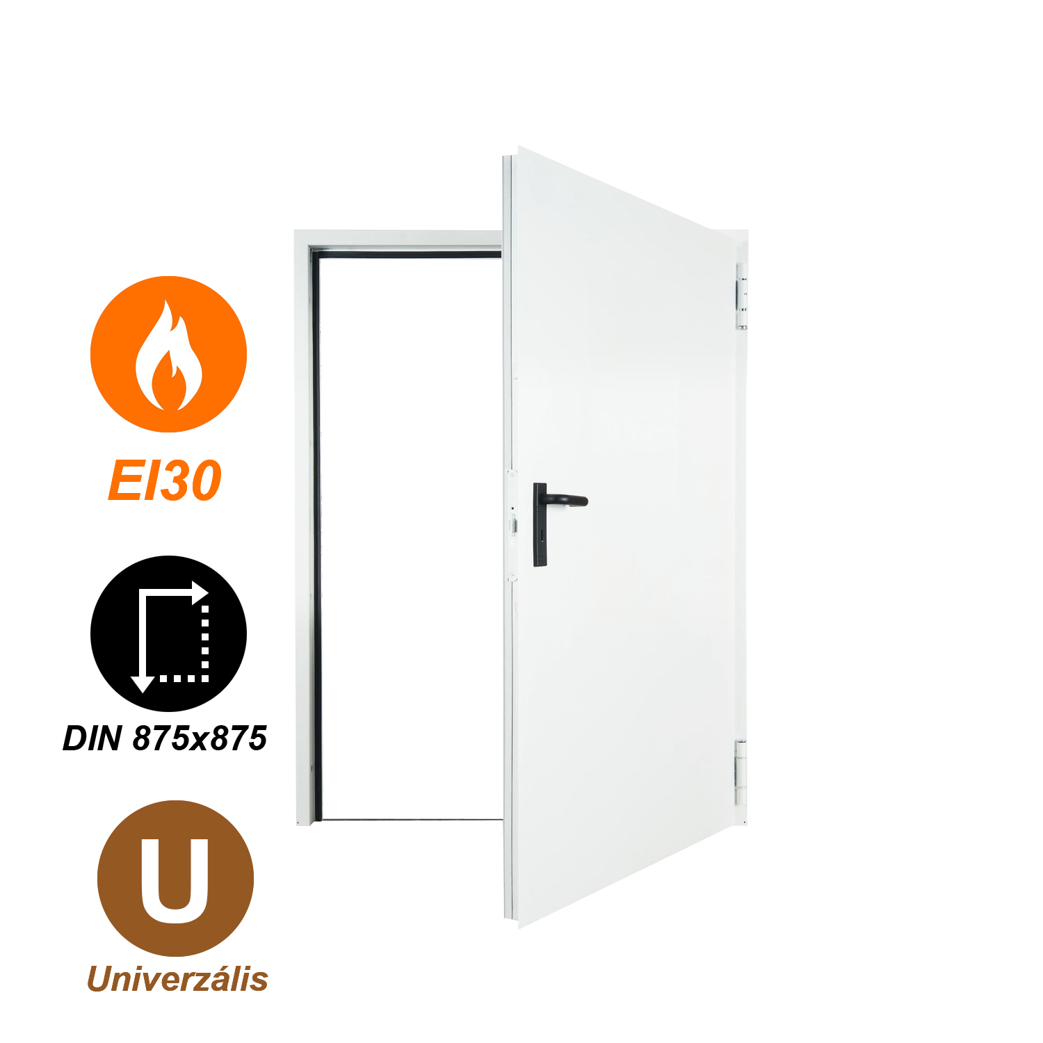 Domoferm EI30 acél tűzgátló ajtó DIN 875x875 (univerzális nyitásirány)