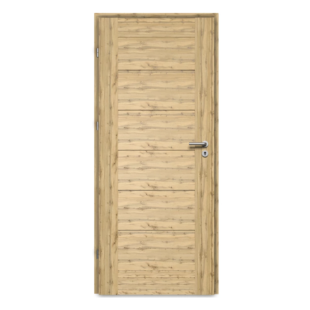 Pascal Enzo Rusztikus tölgy 3D teli beltéri ajtó szabvány méretben / 750x2100 mm / bal / 100-135 mm, utólag szerelhető átfogó tokkal