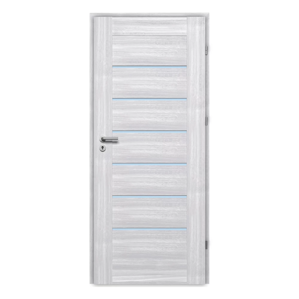 Pascal Sonata Szürke kőris 3D üveges beltéri ajtó szabvány méretben / 750x2100 mm / jobb / 100-135 mm, utólag szerelhető átfogó tokkal