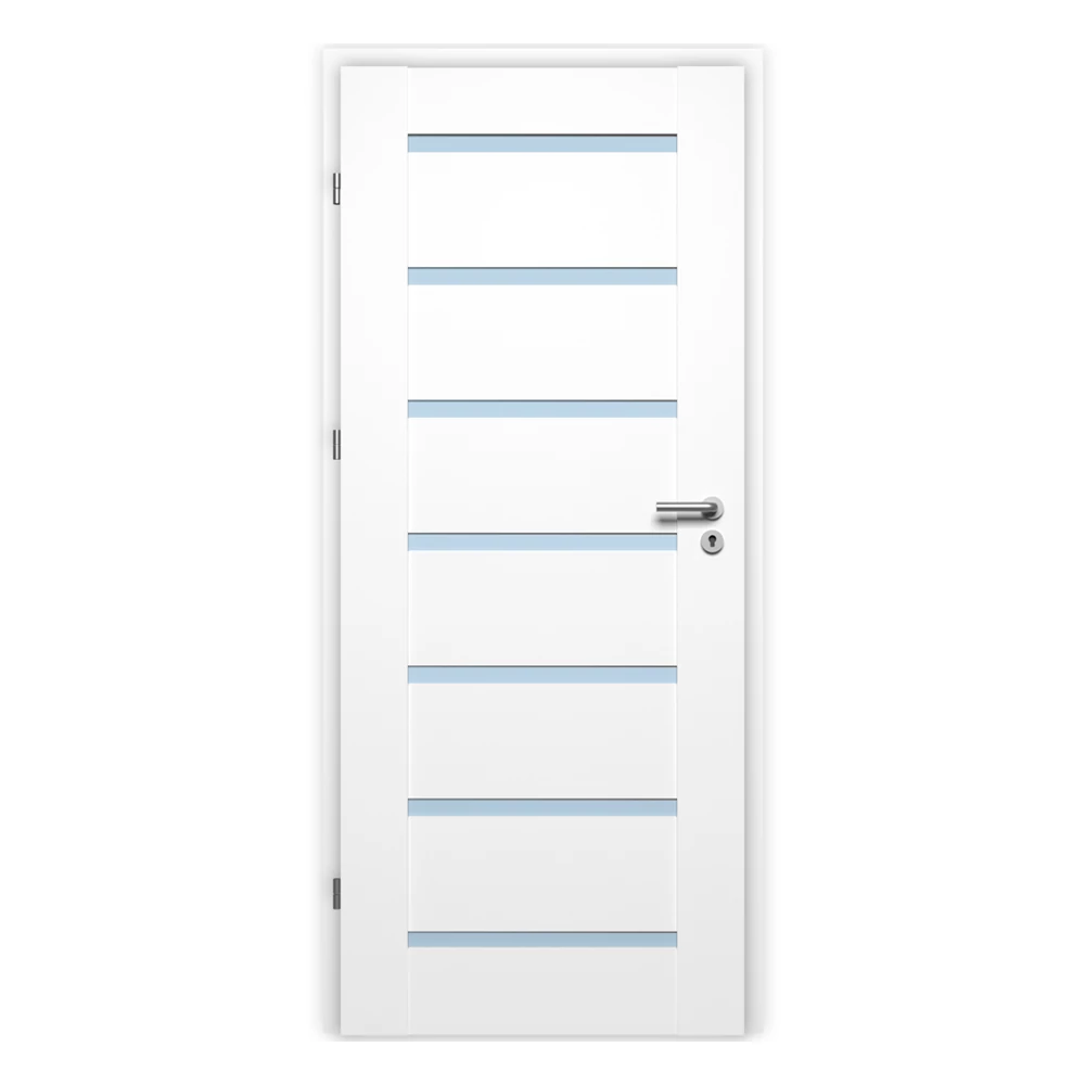 Pascal Torino Üveges beltéri ajtó szabvány méretben / 750x2100 mm / bal / 100-135 mm utólag szerelhető átfogó tokkal - fehér